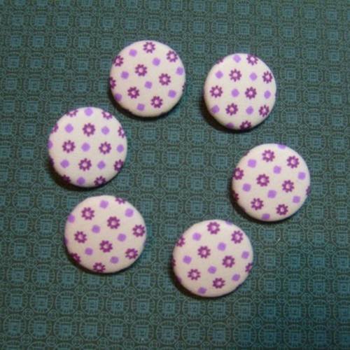 Lot 6 boutons recouverts de tissu "fleuri moderne " 22 mm