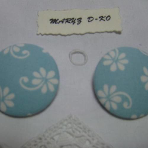 Duo boutons recouverts de tissu "lazy daisy basket" 32mm