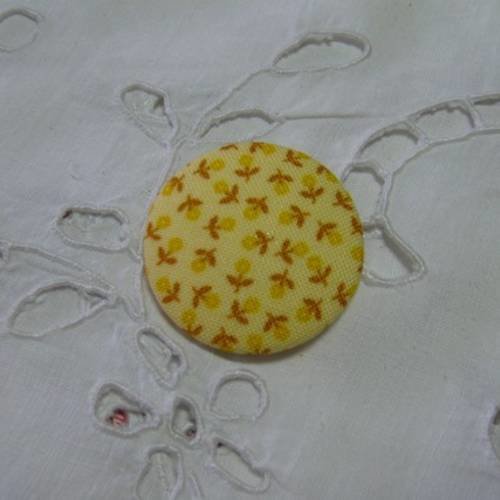  gros bouton tissu "fleurs moutarde" 32mm