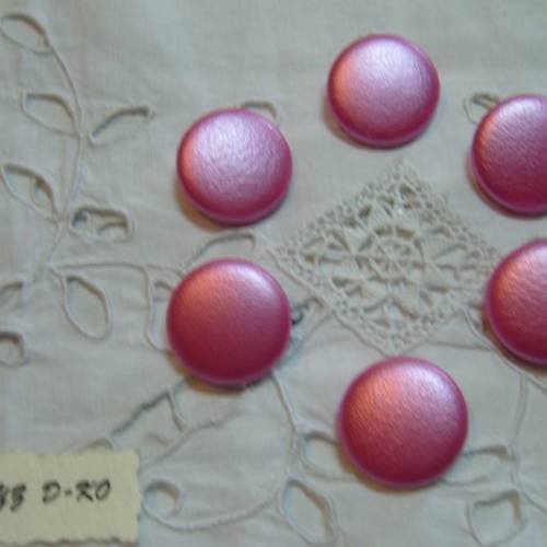 6  boutons skai " rose métallisé" 22mm