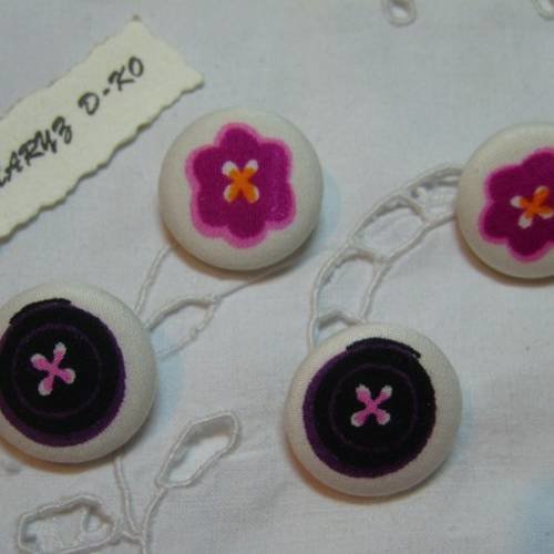 4 boutons tissu coton 22mm " boutons 3" 