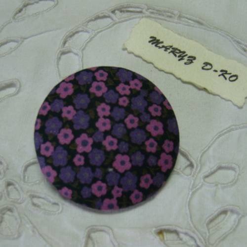 Gros bouton  tissu  40mm "liberty penny violet/rose"