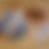 Gros bouton tissu  32mm "liberty bleu /ruban à fronces écru"