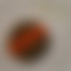 Gros bouton  tissu épais 40mm " marron galon orange à picot "