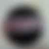 Gros bouton tissu 36mm" noir ruban coccinelles "
