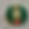 Gros bouton tissu 50mm " vert ruban bottes denoel   "