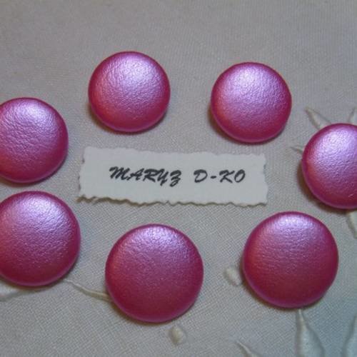 7 boutons simili cuir 20mm " rose métallisé "