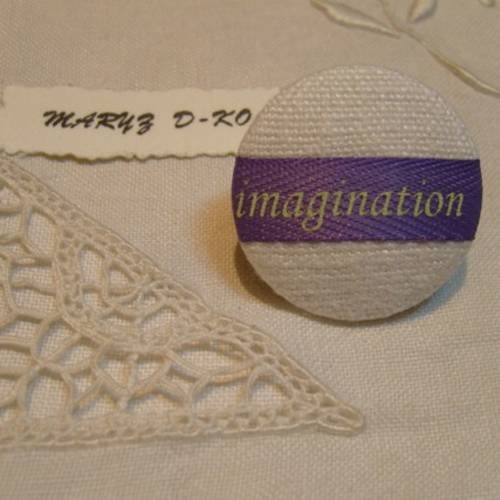 Bouton tissu 32mm" drap ancien / ruban imagination "