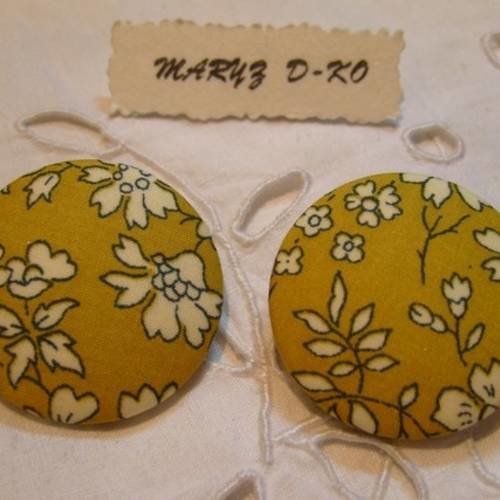 Boutons tissu 32mm liberty of london capel moutarde