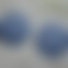 2  boutons  tissu  32mm " pois noir fond bleu " 