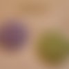 Cabochons tissu 32mm " vichy violet et vert " 