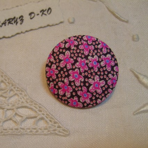 Bouton tissu 32mm " liberty speckle rose " 