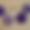 4 boutons tissu 32mm " assortiment violet/blanc " 
