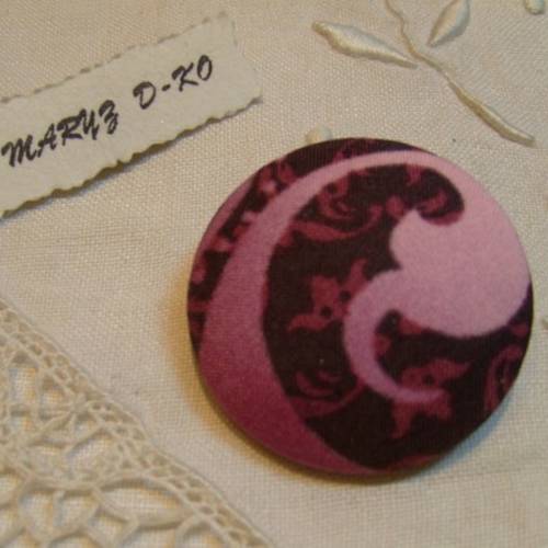 Bouton Recouvert De Tissu Rayé, Mandarine - La Mercerie Parisienne