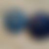 Duo boutons cuir d'agneau 32mm  " bleu assortiment " 
