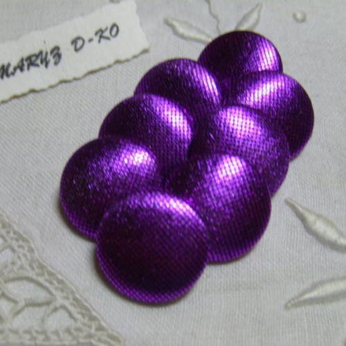 Boutons tissu 20mm " lamé violet " 