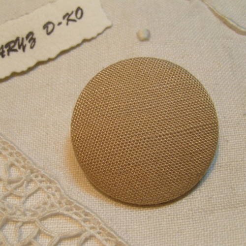Bouton 32mm recouvert d'un tissu lin et coton" beige " 