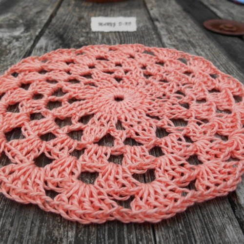 Applique fleur coton 15cm saumon réalisée au crochet 