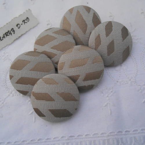 Assortiment boutons 32mm tissu ameublement taupe brillant 