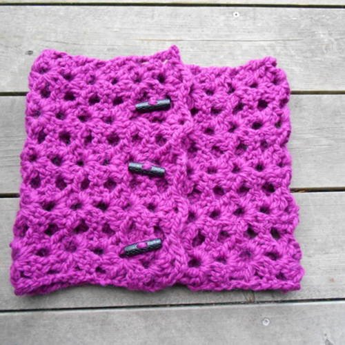 Tour de cou / snood en grosse laine prune 