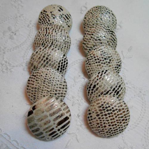 Boutons 20mm tissu simili imitation reptile brillant 