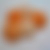 Boutons 32mm recouverts de tissu assortiment pois etoiles vichy orange 