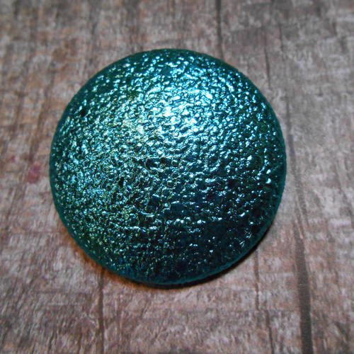 Bouton 50mm recouvert de simili métallisé turquoise noel 