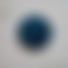Bouton 32mm recouvert de tissu coton anneaux turquoise 