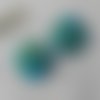 Boutons 32mm recouverts de tissu brocard lamé turquoise 