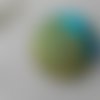 Bouton 50mm recouvert de tissu brocard lamé turquoise 