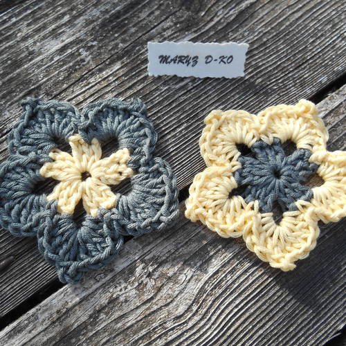 Fleurs étoilées bicolores de 7cm création crochet 
