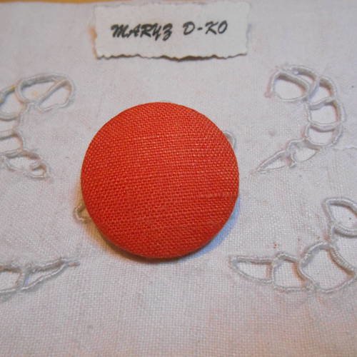 Bouton 32mm recouvert de tissu lin orange 