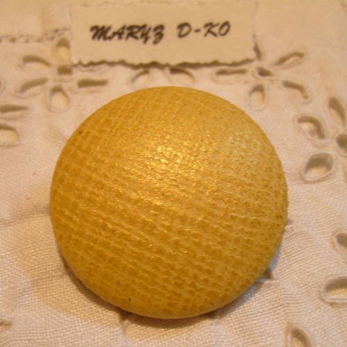 Bouton cuir d'agneau 32mm  " toile de jute " doré 