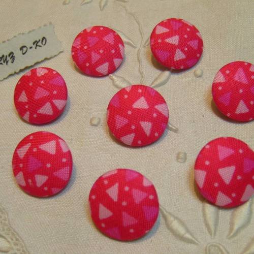 Boutons tissu 22mm " triangles roses " 