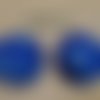 Duo boutons tissu 32mm " feuillage bleu " 