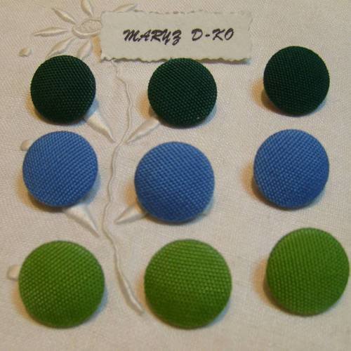 9 boutons tissu 18mm " toile ameublement "