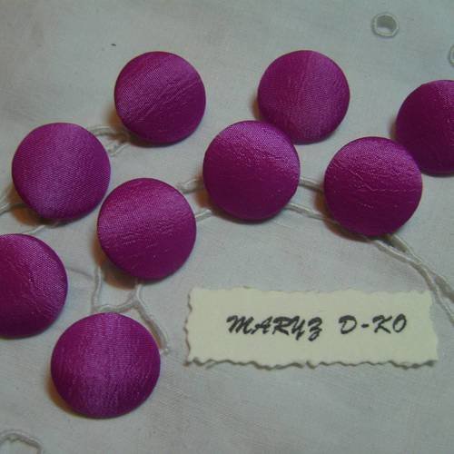 9 boutons tissu 18mm " taffetas rose "