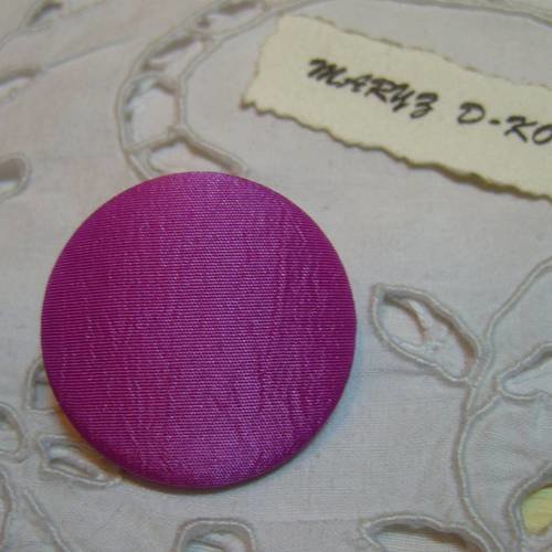 Gros bouton tissu 32mm " taffetas rose fuschia"