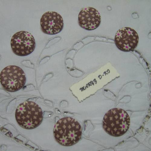 8 boutons tissu coton "marguerites" 22mm
