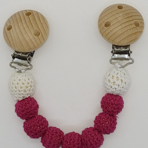 Attache doudou - bois et crochet - bordeaux