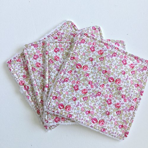 Lingettes carrées en liberty eloïse rose