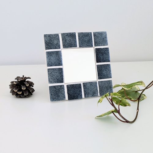 Miroir mosaïque gris moucheté 10x10 cm - déco minérale et design -