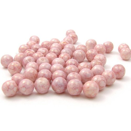 10 perles en verre tchèque 6mm picasso rose
