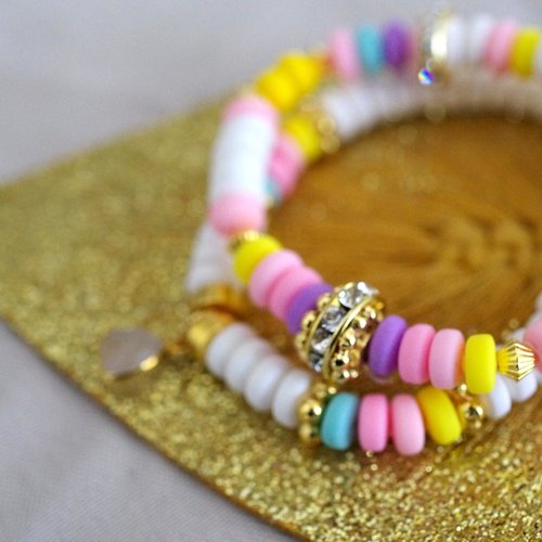 Bracelet perles heishi -- bijou d'été