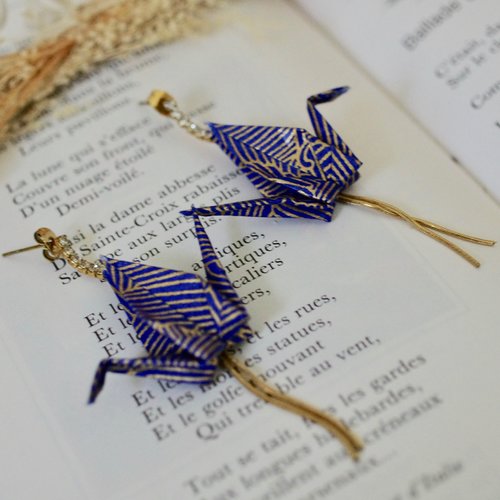 Boucles d'oreilles origami grue