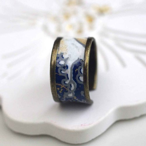 Bague dorée ajustable femme – large 12 mm