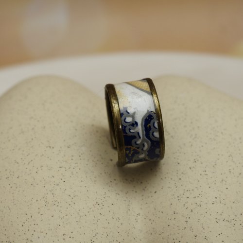 Bague dorée ajustable femme – large 12 mm