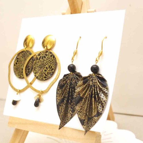 Pack découverte bijoux mayagami - élégance noire & dorée avec des boucles d'oreilles à prix doux