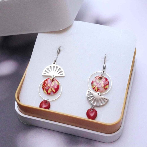 Boucles d’oreilles "aurore nippone" - asymétrie &amp; poésie japonaise