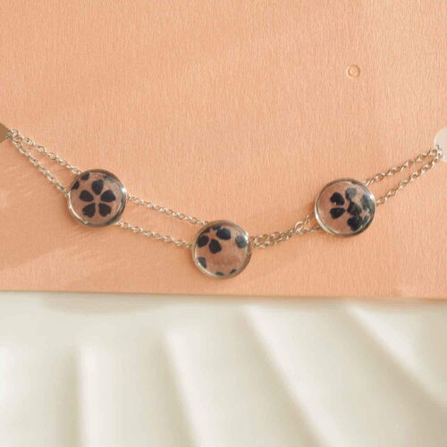 Bracelet chaîne réglable en acier – papier japonais résiné